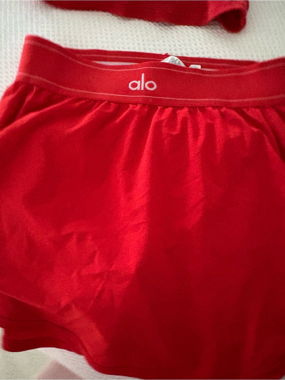 ALO Yoga Red Ribbed Crop Tank and Skort Set - Picture 4 of 6